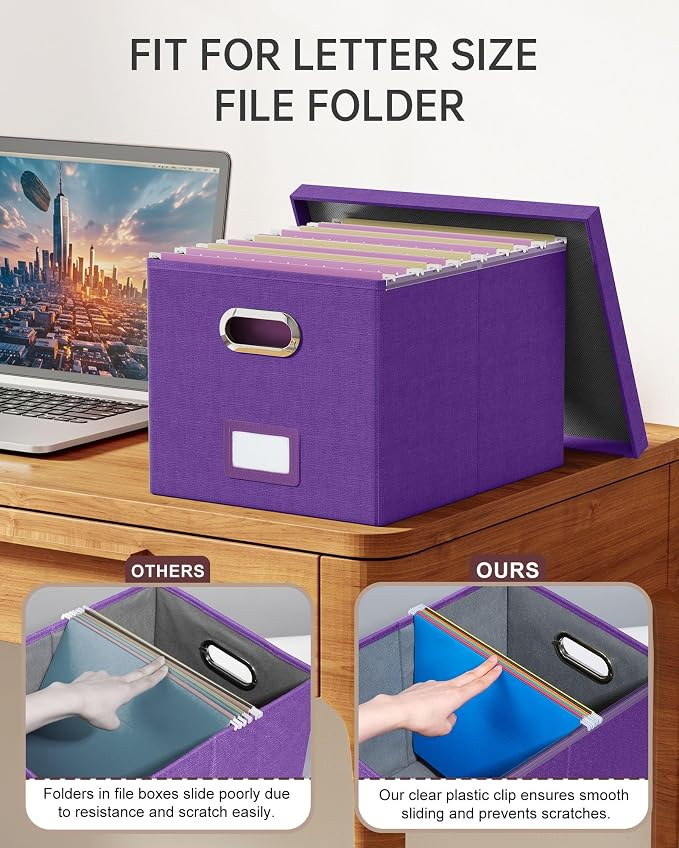 Oterri 2 Pack File Storage Organizer, Filing Box, Portable File Box - Image 2