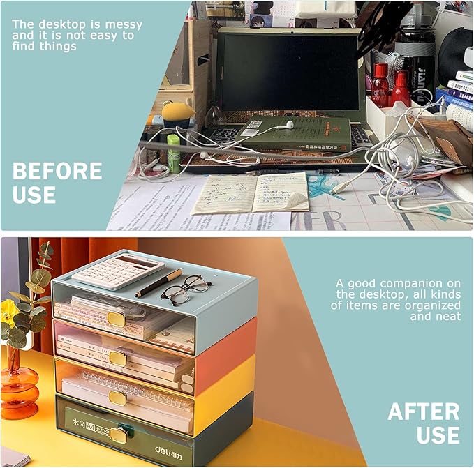 2PACK Stackable Desktop Storage Organizer Plastic Desk Organizer - Image 8