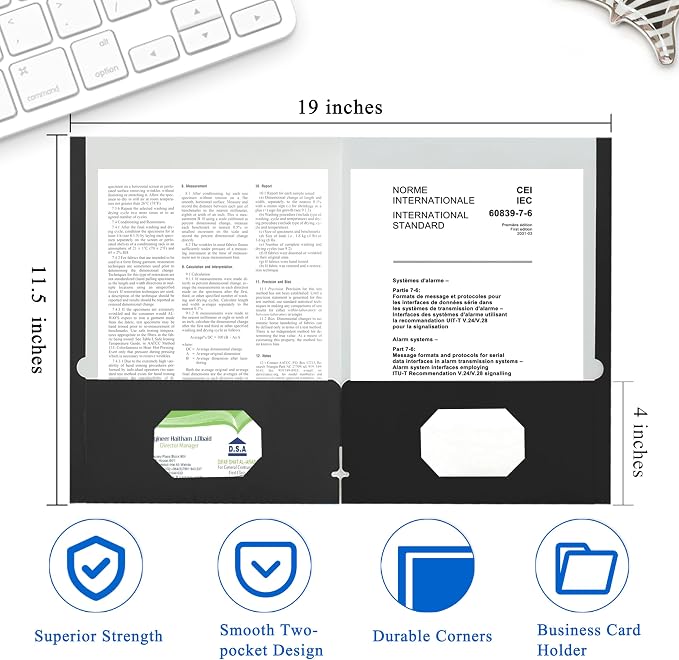 Zzrywuty File folders with Pockets, 50 Pack Paper Folders with Card Slot - Image 2
