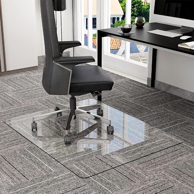 GLSLAND 36" x 46" Tempered Glass Chair Mat Heavy-Duty Floor Protector - Image 7