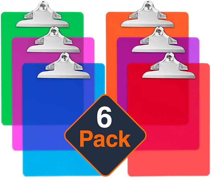 Plastic Clipboards with Butterfly Clip Set of 6-12.5 x 9 Inch Multi Color - Image 7