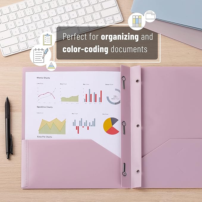 Mr. Pen- Plastic Folders with Pockets and Prong, 5 Pack | Muted Pastel Colors - Image 5