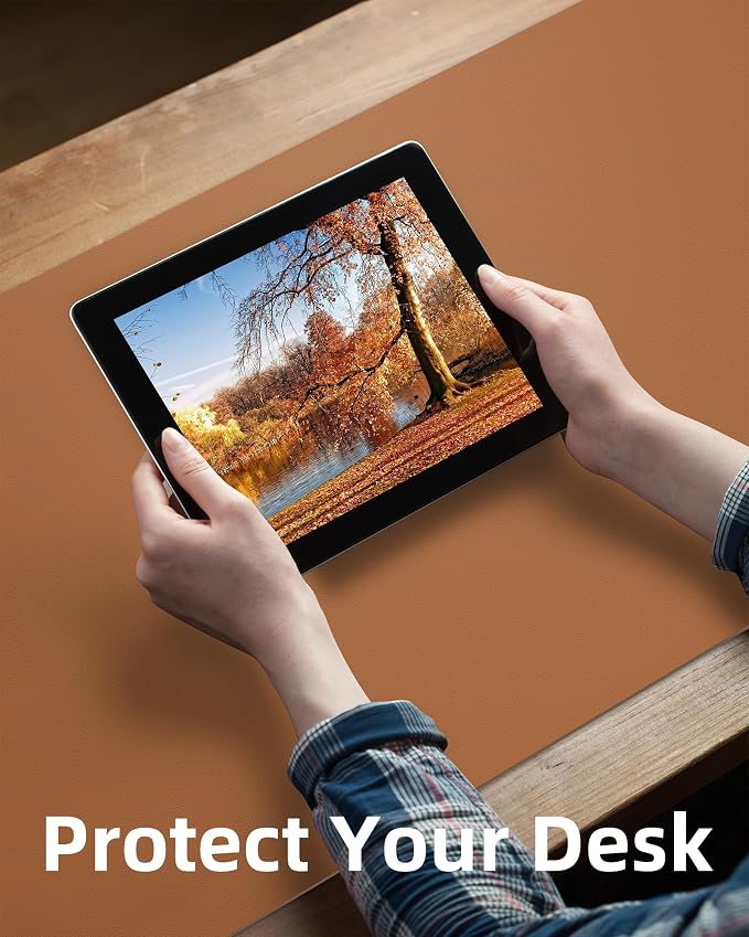 Leather Desk Pad Protector, Mouse Pad, Office Desk Mat, Non-Slip PU Leather - Image 3