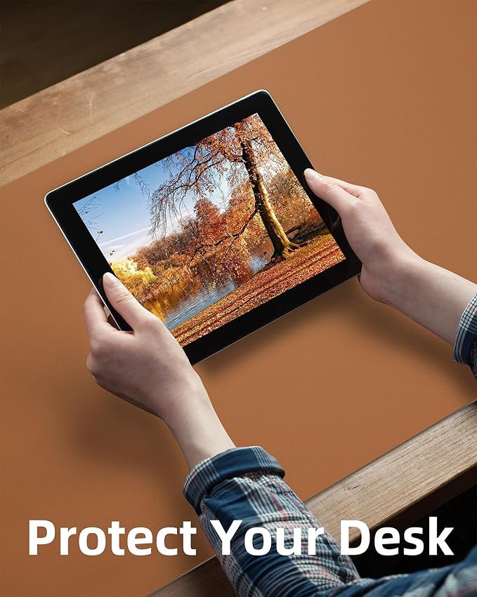 AFIING Leather Desk Pad Protector, Mouse Pad, Office Desk Mat, Non-Slip PU - Image 3