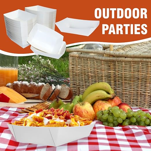 2lb White Paper Food Trays - Image 4