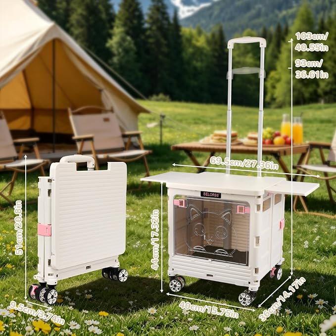 FELICON SELORSS Folding Utility Cart Portable Rolling Crate Handcart-Gray | - Image 7