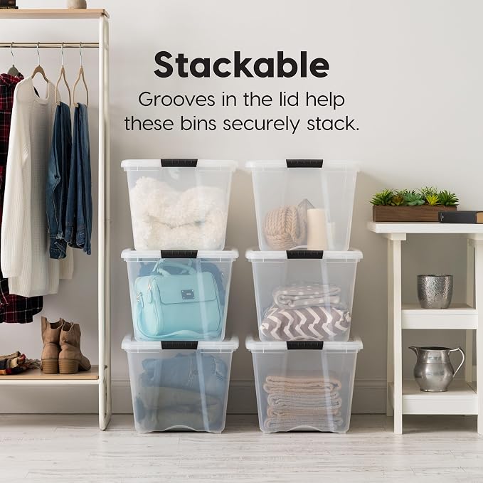 IRIS USA 54 Qt Stackable Plastic Storage Bins - Image 3