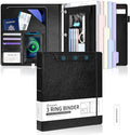 Ospelelf Leather 3 Ring Binder 1 Inch Round Ring, Vintage Black Magnetic by OspelelfOfficeSupplies