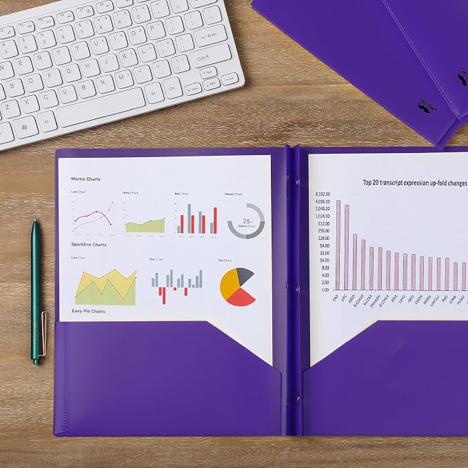 Mr. Pen- Plastic Folders with Pockets and Prongs, 24 Pack, Letter Size | Purple - Image 5