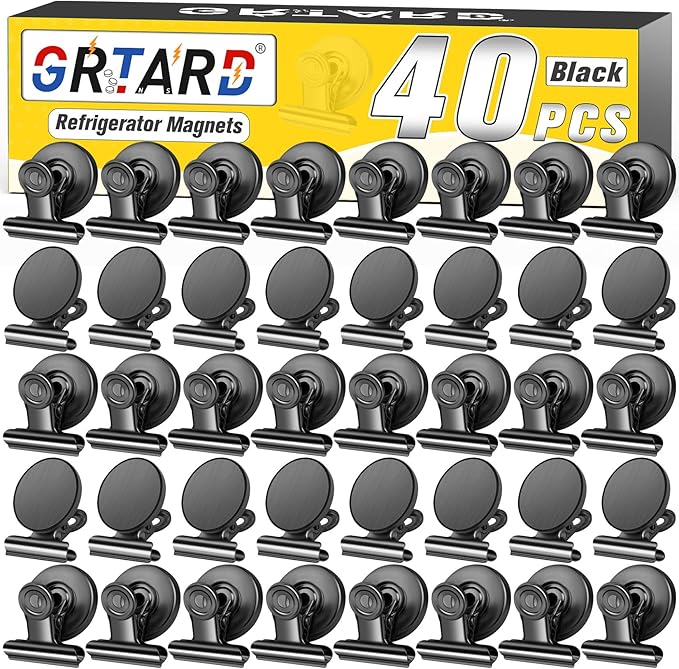 Grtard 40 Pack Magnetic Clips Heavy Duty, Refrigerator Magnets, Strong Magnetic by Grtard