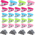 24 Pcs Mini Stapler with 24 Boxes Staple, Includes Built in Staple Remover by HOFURME