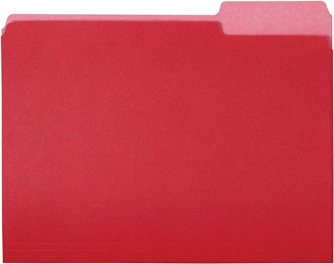 Amazon Basics File Folders, Letter Size, 1/3 Cut Tab by AmazonBasics