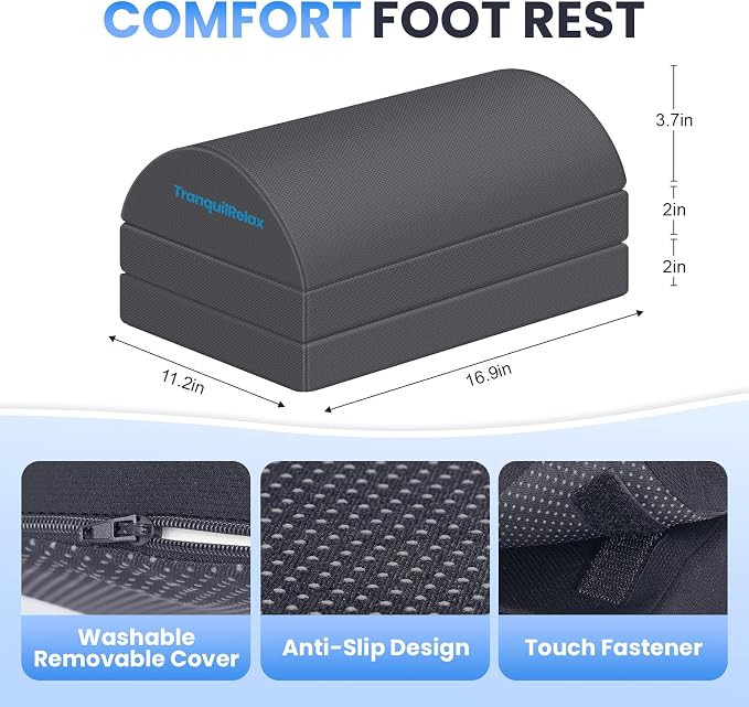 TranquilRelax Foot Rest for Under Desk at Work, Gaming Accessories Foot Stool - Image 3
