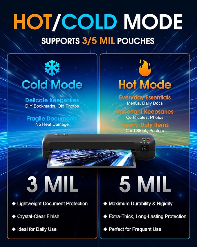 9 Inch Laminator Machine with Hot & Cold Modes, Portable Thermal Laminator A4 - Image 3