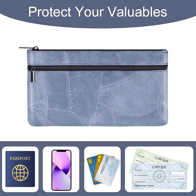 HAUTOCO Money Bag with Zipper 11 x 6.1 inch Embossed Deposit Money Pouch with - Image 5