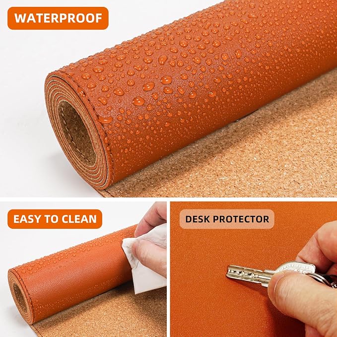 AFIING Desk Mat 47.2" x 17", Leather Desk Pad Protector - Image 3