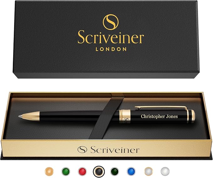 Scriveiner Personalized Black Ballpoint Pen by Scriveiner