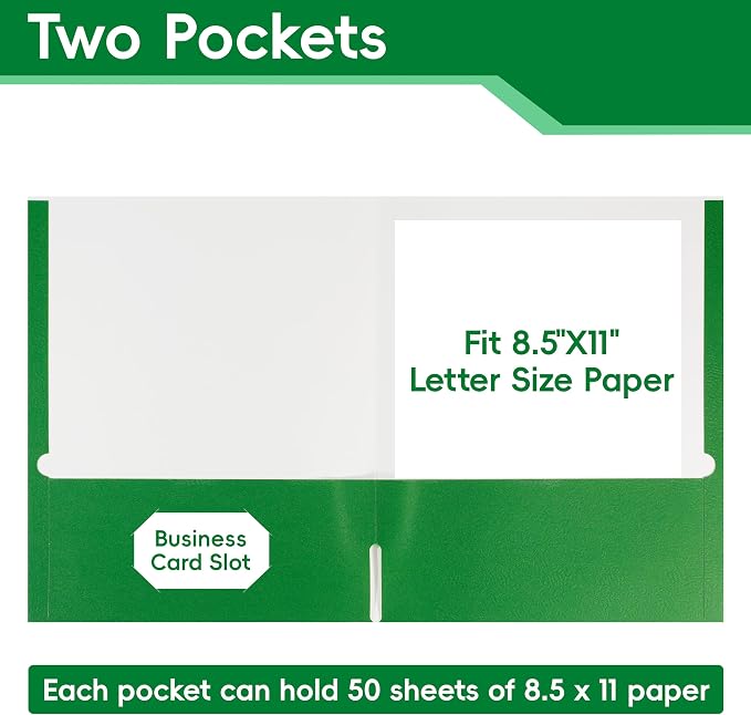 8 Packs Green Two Pocket File Folders, File Folder Letter Size, 8.5x11Inches - Image 5