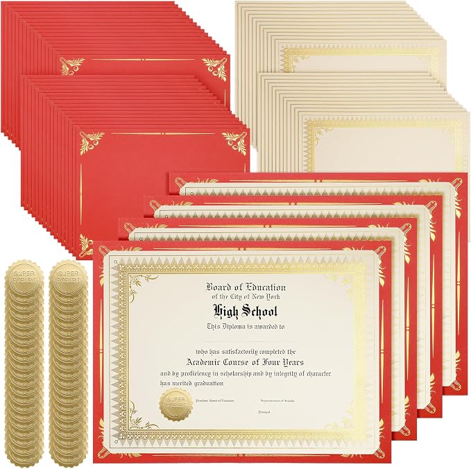 Fainne 100 Sets Certificate Paper Kit Single Sided Awards Holder by Fainne