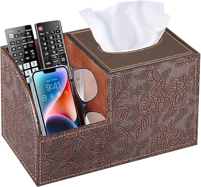 PU Leather Square Tissue Box Cover by BLIENCE