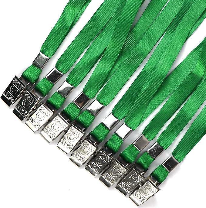 Beebel Green Lanyards 100 Pack Nylon Flat Badge Lanyard - Image 5