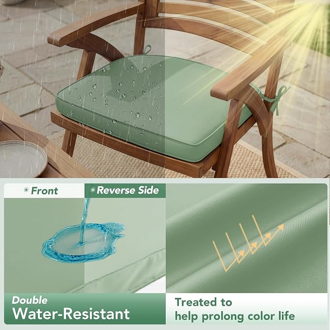 Outdoor Chair Cushions Set of 2: Waterproof & Fade Resistant Patio Furniture - Image 3