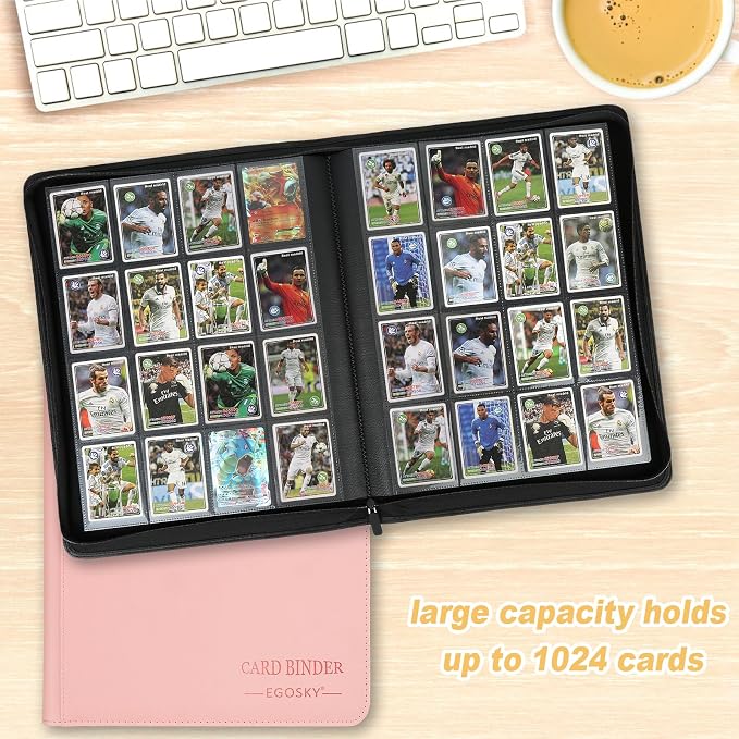 16-Pocket Business Card Binder holds 1024 Cards, Premium Diamond PU Leather - Image 4