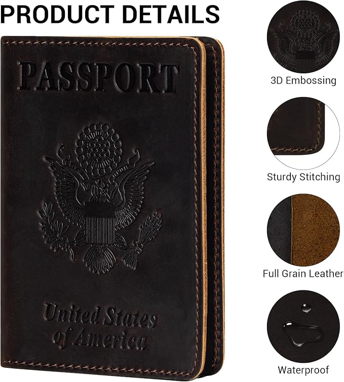BIAOTIE Premium Leather Passport Holder Covers, Rfid Travel Wallet Passport - Image 4