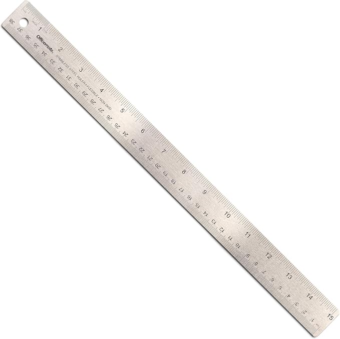 Officemate Classic Stainless Steel Metal Ruler, 15 inches by Officemate