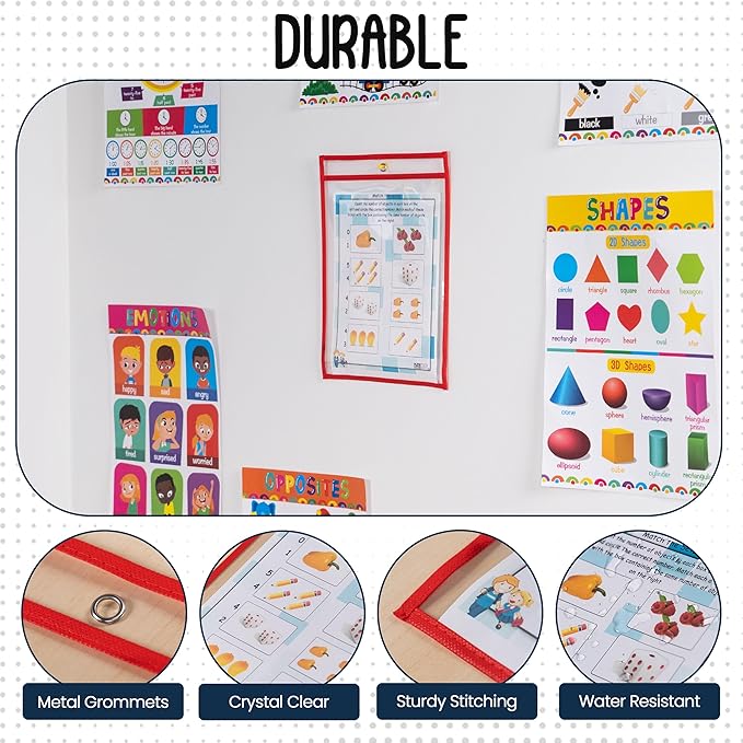 Essex Wares - 6 Pack, Dry Erase Pocket Document Protectors, Water-Resistant & - Image 4