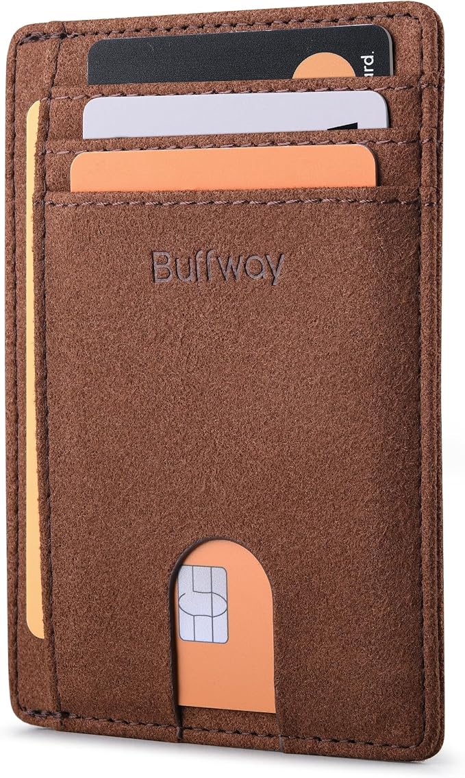 Buffway Slim Minimalist Front Pocket RFID Blocking Leather Wallets by Buffway