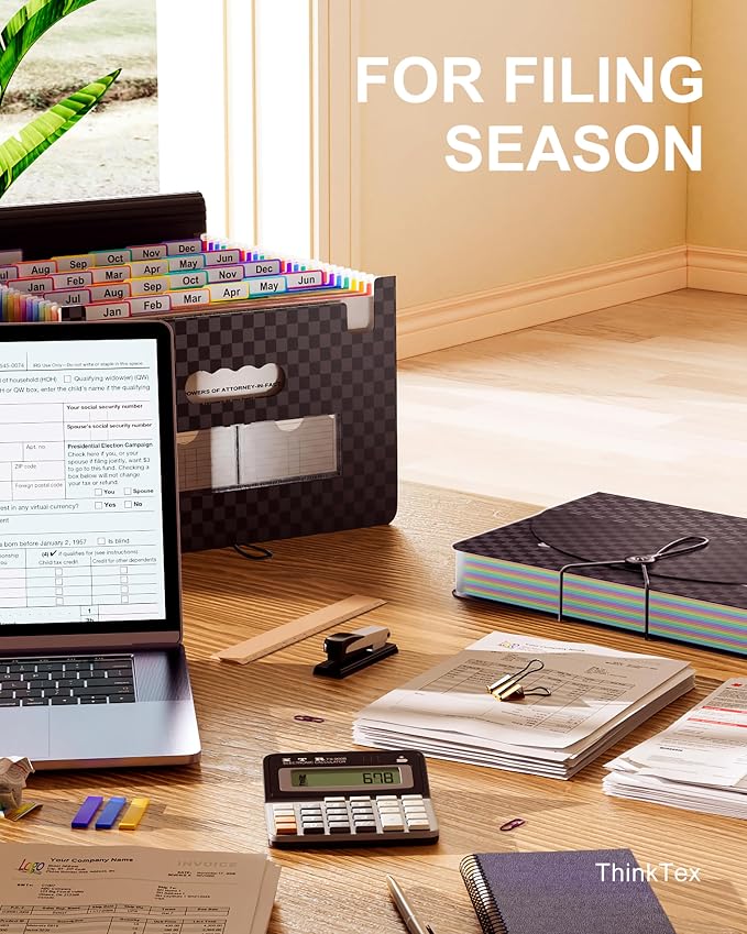 ThinkTex Accordion File Organizer, 26 Pockets Expanding File Folders, Monthly - Image 5