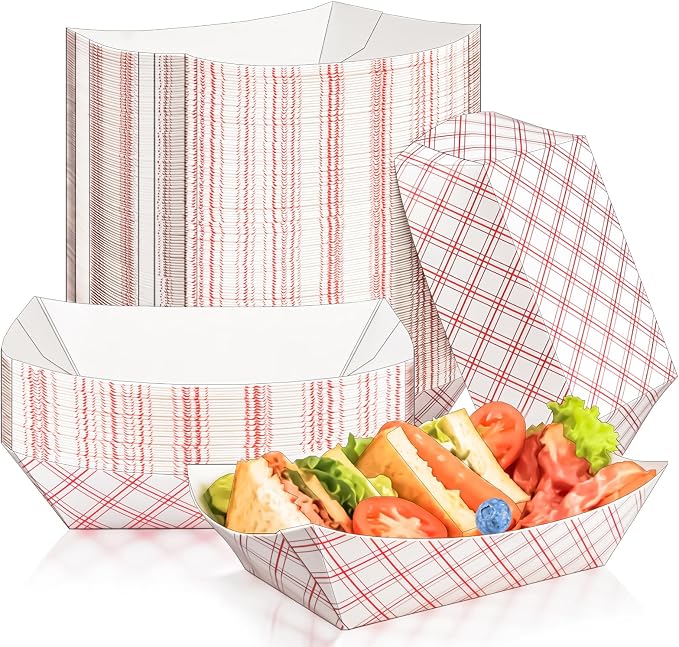 100 Pack Extra Large 4Lb Paper Food Boats Trays Disposable Paper Boat Containers by MotBach