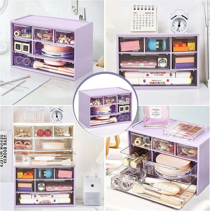 Desk Storage Organizer with 6 Mini Drawers, FODIENS Stackable Desktop Craft - Image 7