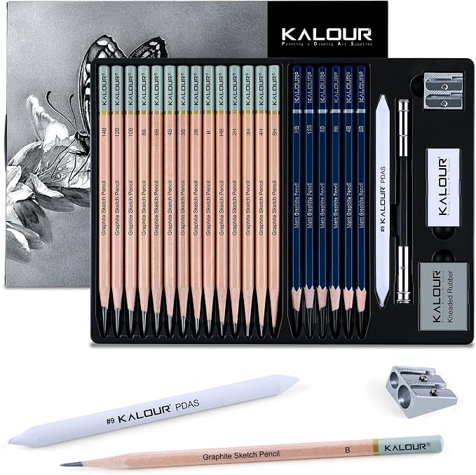 KALOUR 25-Piece Professional Sketch Pencil Set by KALOUR