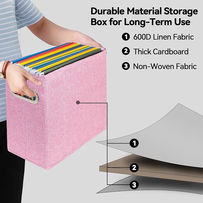 4 Packs Letter Size File Organizer, File Folders Organizer, Fabric Storage Box - Image 3