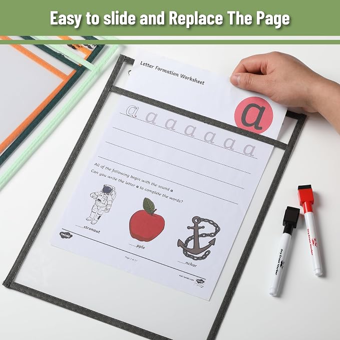 Mr. Pen- Reusable Dry Erase Pocket Sleeves, 12 Pack, Colorful | Autumn Color - Image 5