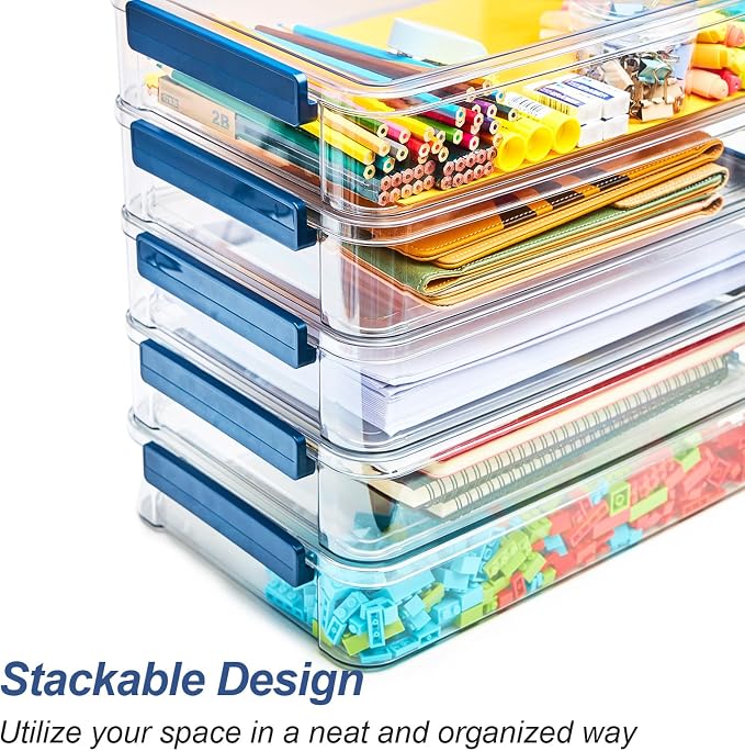 CATOOMUU 16-Pack 9x13 Shallow Flat Clear Plastic Storage Boxes | 5.5Qt - Image 6