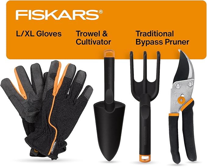 Fiskars 4-Piece House Plant Starter Tool Gift Set, Plant Care Accessories Set by Unknown
