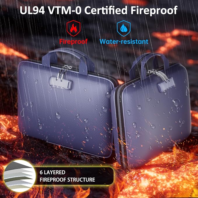 Fireproof File Organizer with Lock, Hard Case Fireproof Document Box with 13 - Image 2