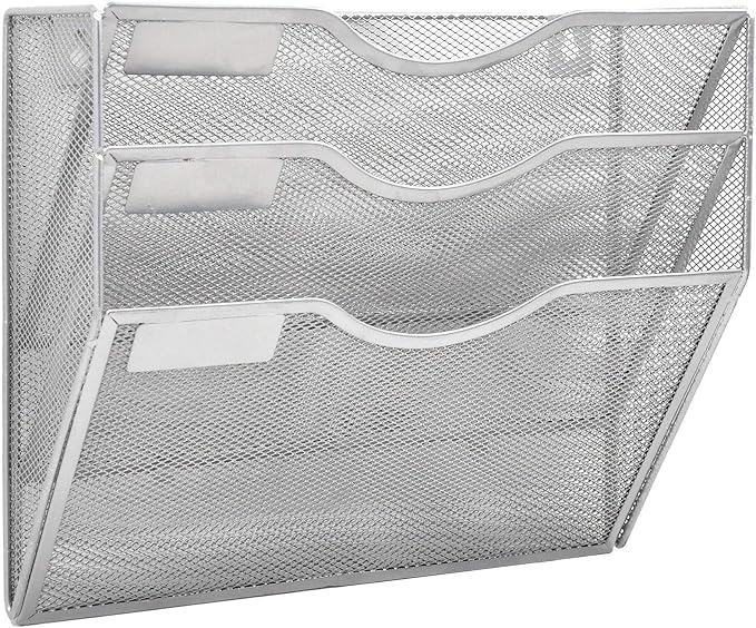 EASEPRES 3 Pocket Mesh Hanging Wall File Organizer, Wall Mounted Mail Paper by EASEPRES