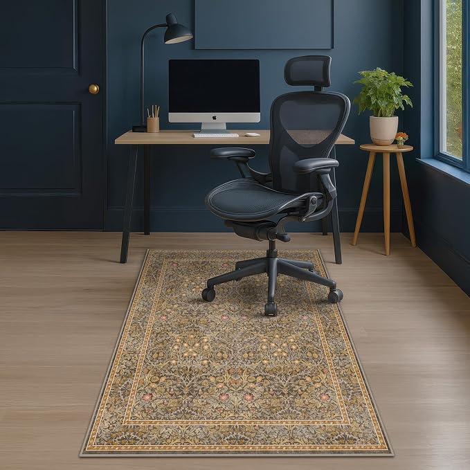 Vintage Gold Brown Office Chair Mat - Image 7