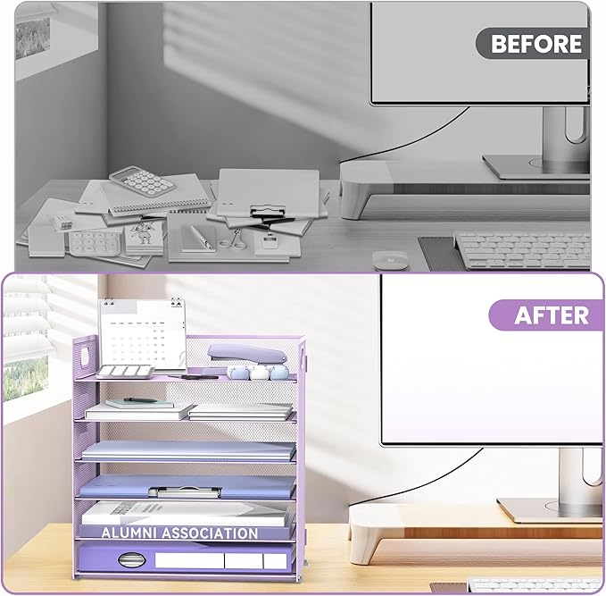 Daltack 6 Tier Paper Organizer for Desk, Paper Letter Tray Organizer for Desks - Image 7