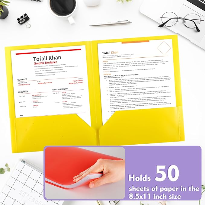 pmybupo Plastic 2-Pocket Folders, 8.5x11 Document Folders - Image 4