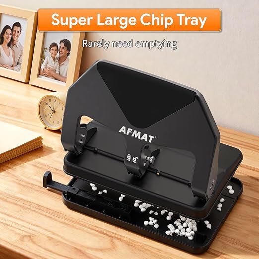 AFMAT Heavy Duty 3 Hole Punch, 50-Sheet Capacity, 50% Reduced Effort Three Hole - Image 6