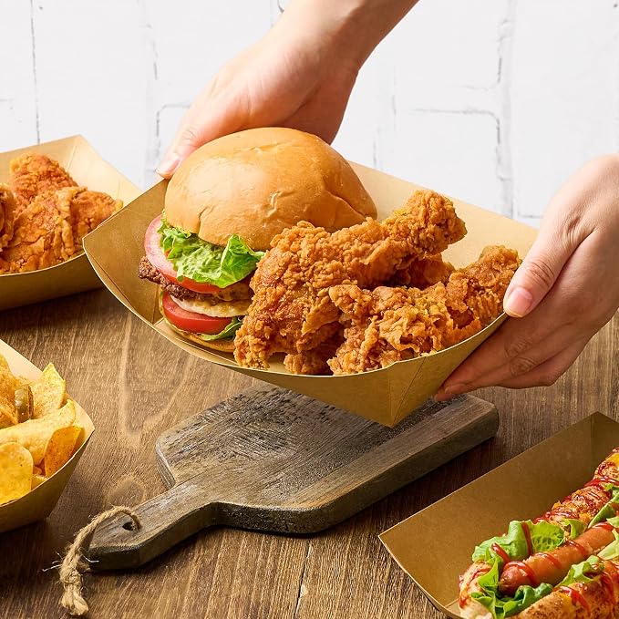 ZORRITA Extra Large Paper Food Trays, 5 LB, 50 Pack | Disposable, Kraft Paper - Image 5