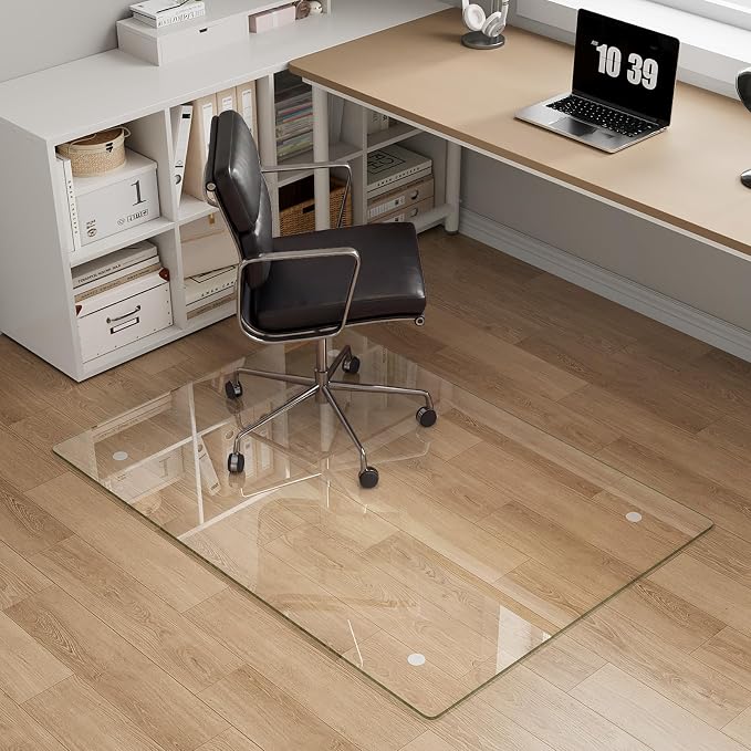 Tempered Glass Chair Mat for Carpet，30"x42" Office Mats for Rolling Chairs by MYSUNORIA