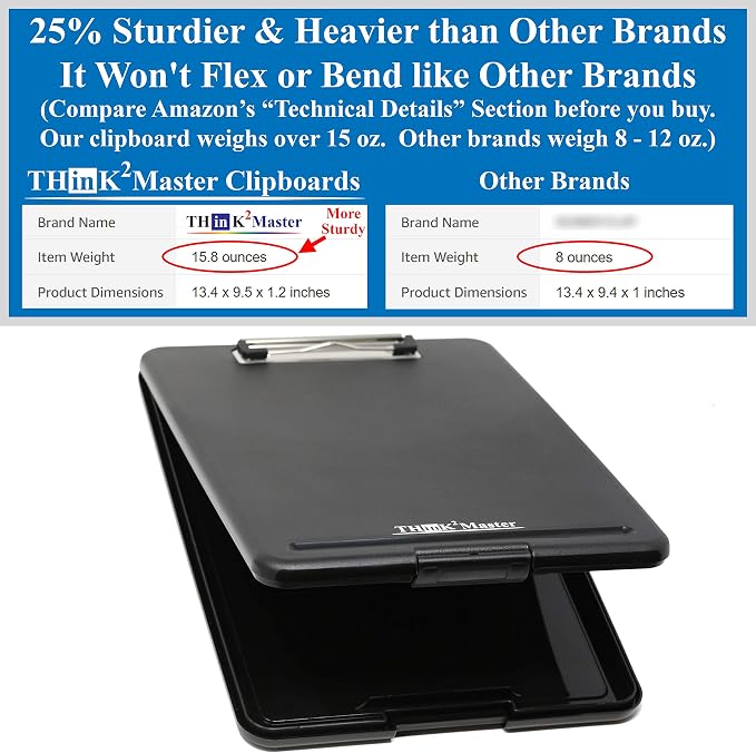 Think2Master Black Plastic Storage Clipboard. | 25% Heavier & 25% Sturdier| - Image 2