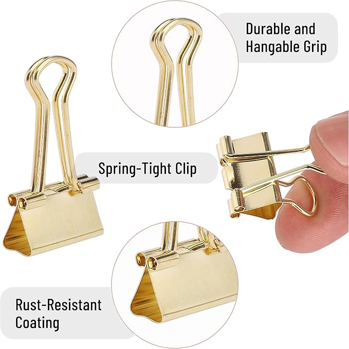 Mr. Pen- Small Binder Clips, Small Size | Gold Metal Binder Paper Clips - Image 3