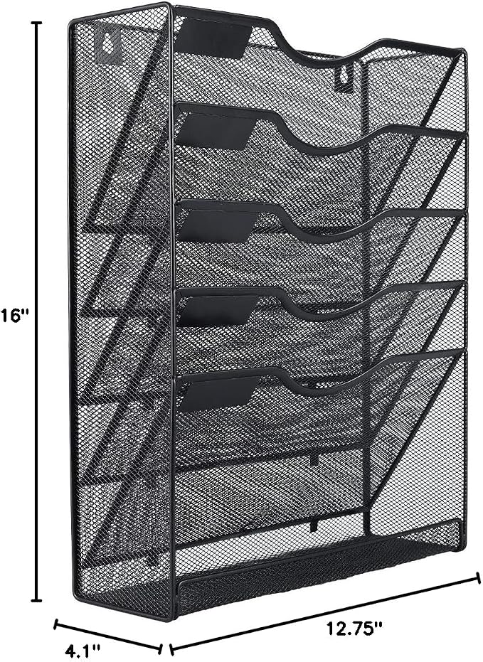 EasyPAG 5 Tier Wall File Holder Mesh Hanging Folder Organizer - Image 8